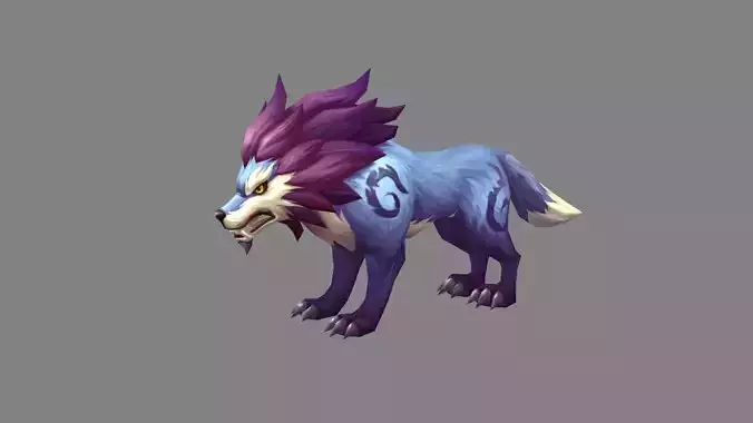 Cartoon wild wolf Low-poly 3D model