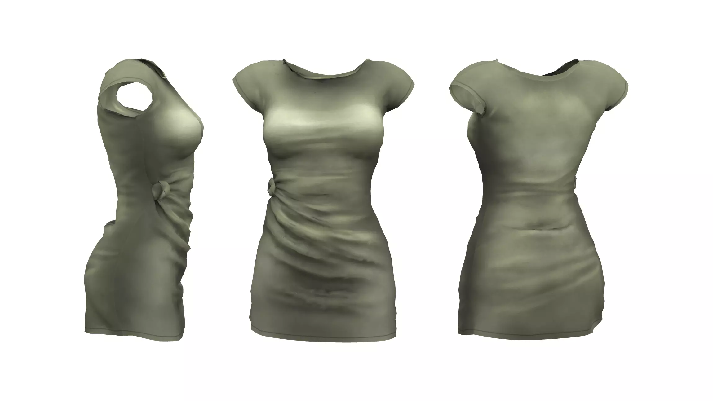 Ladies Long T-shirt Side Knotted Low-poly 3D model