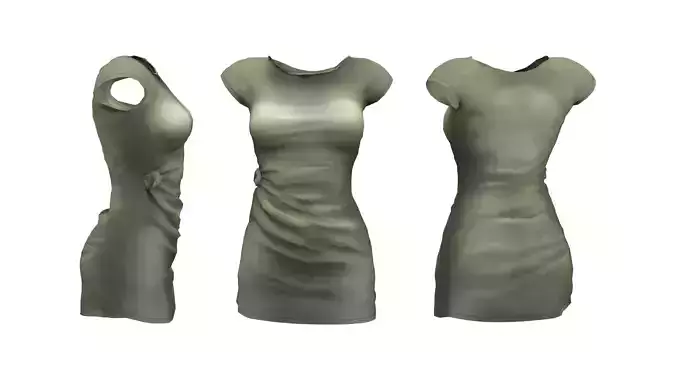 Ladies Long T-shirt Side Knotted