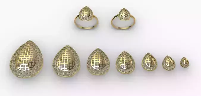 Middle East Style Jewelry Pendant and Ring Set gold silver Set C