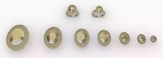 Middle East Style Jewelry Pendant and Ring Set gold silver Set D 3D print model