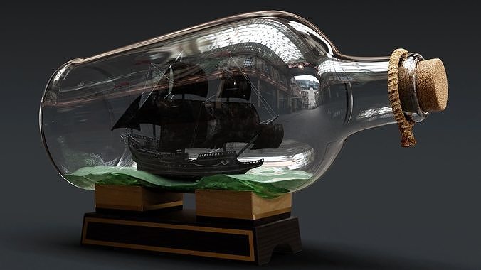 Pirate Ship in a Bottle 3D model