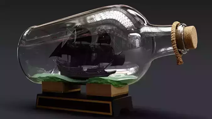 Pirate Ship in a Bottle 3D model