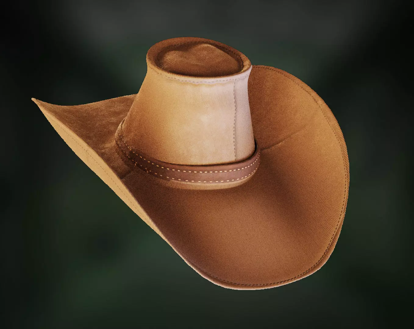 Cowboy Hat - Stylized Western Leather Hat Low-poly 3D model_0