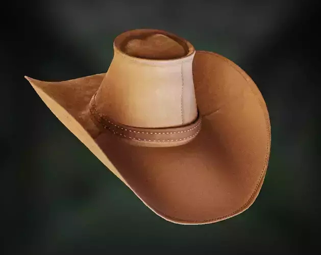 Cowboy Hat - Stylized Western Leather Hat Low-poly 3D model