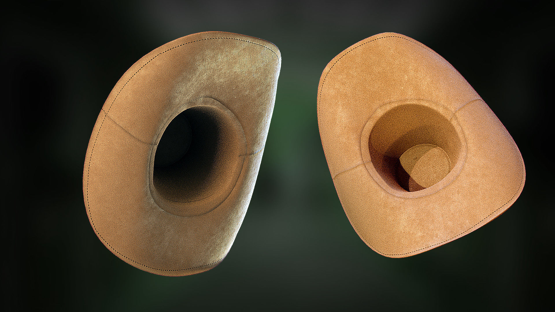 Cowboy Hat - Stylized Western Leather Hat Low-poly 3D model_3