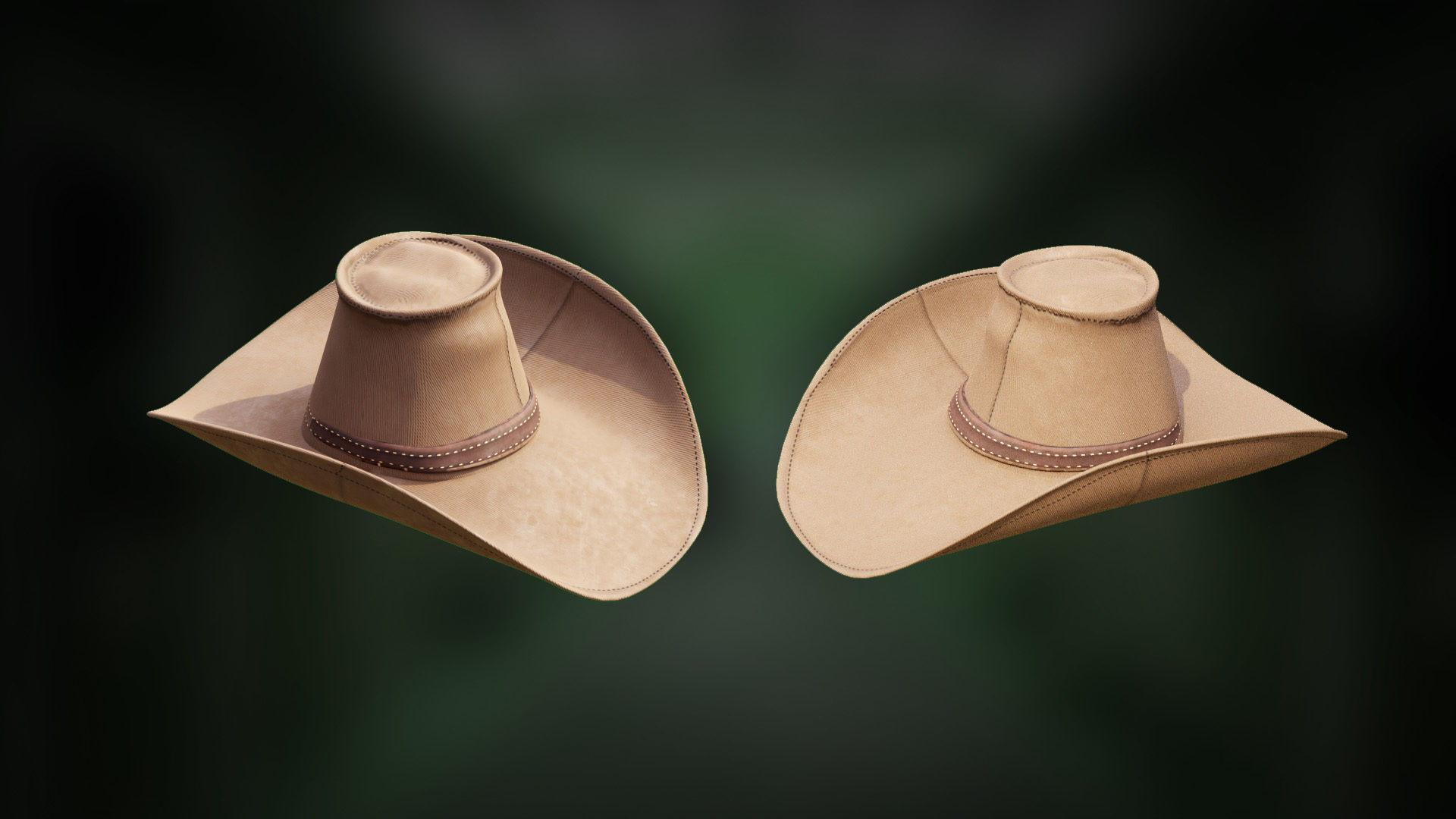 Cowboy Hat - Stylized Western Leather Hat Low-poly 3D model_2