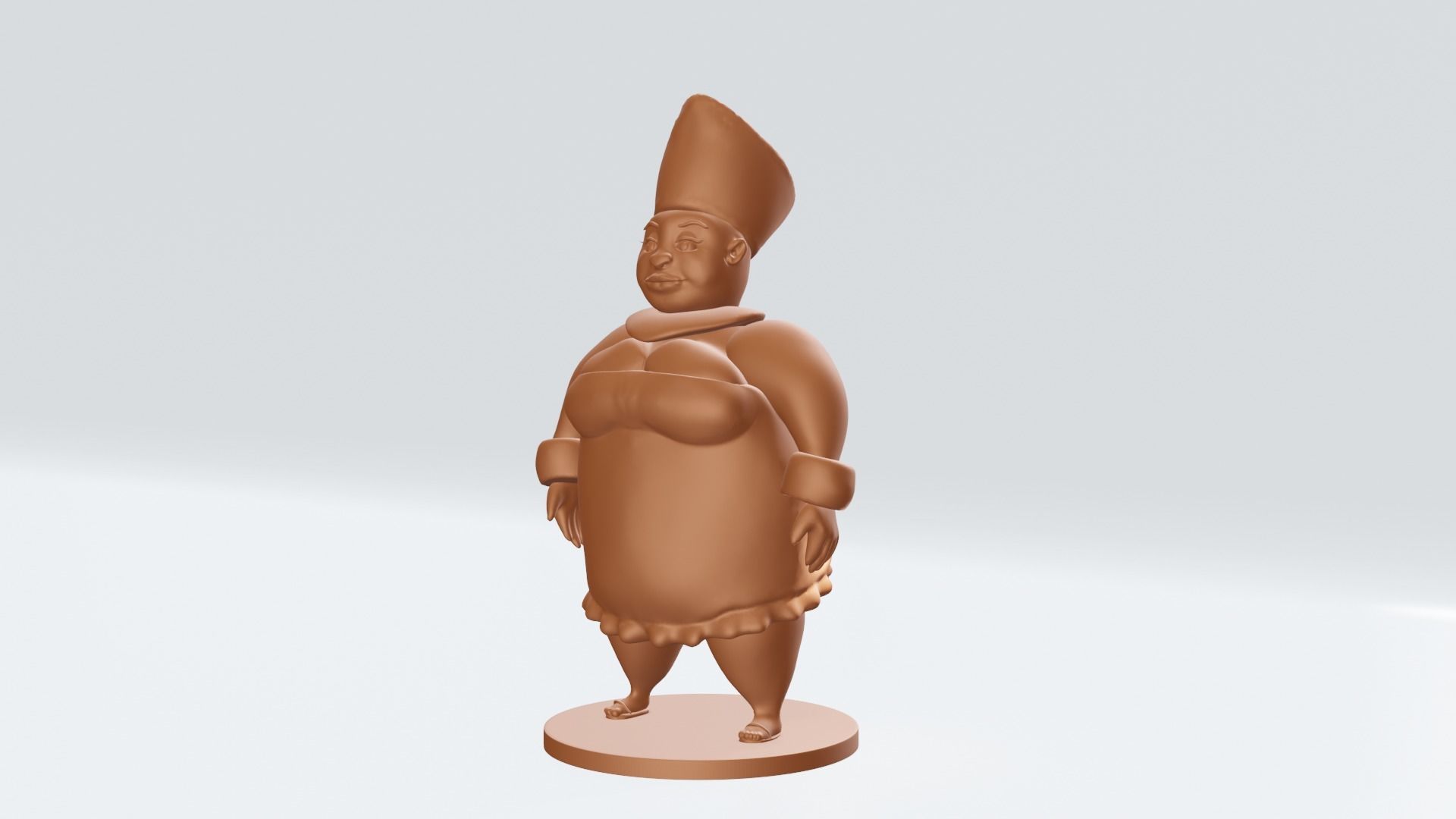 VoodooLady figurine of woman wearing hat 3D print model_1