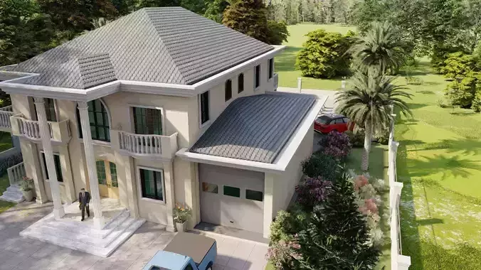 Villa Exterior Scene 3D model