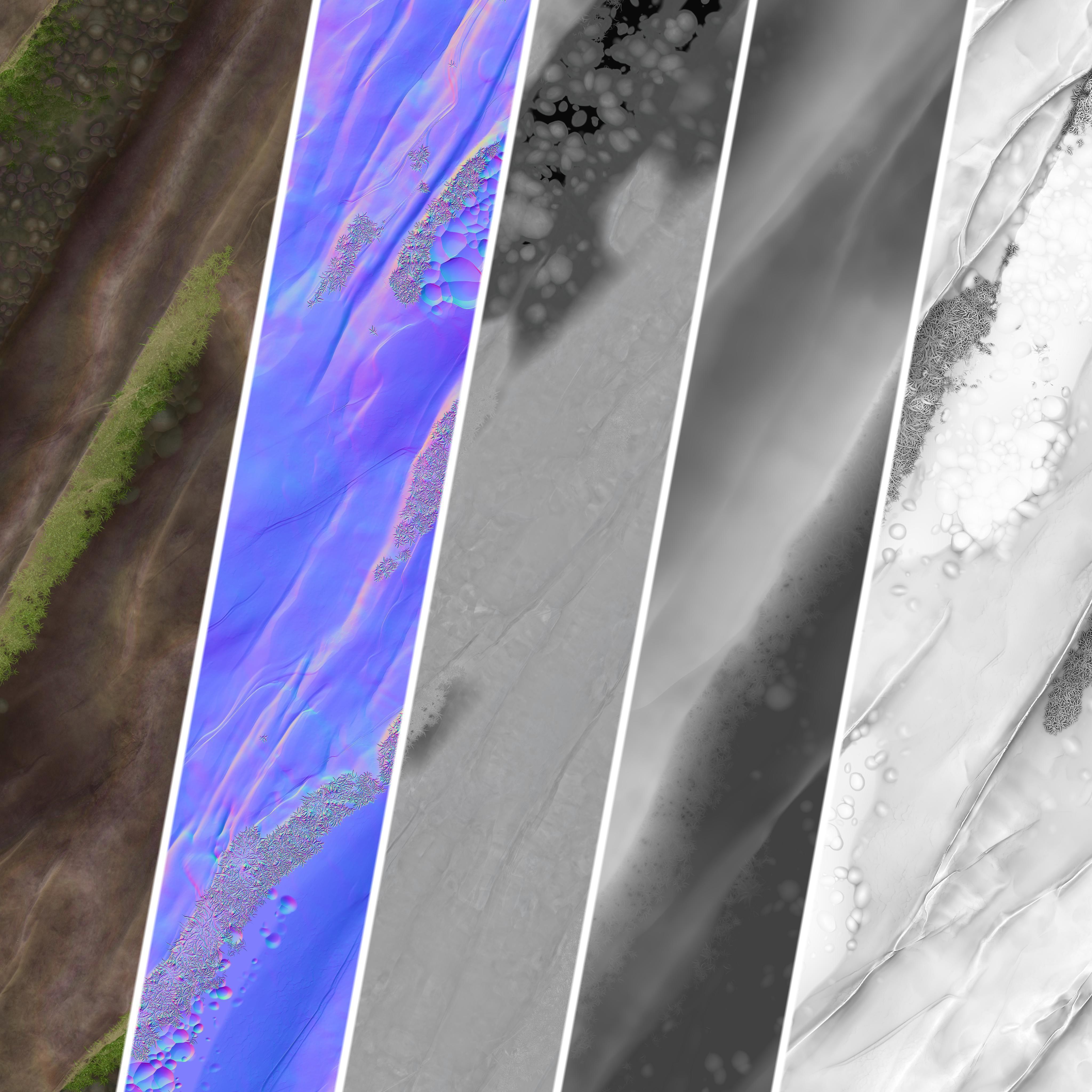 Wet Mossy Rock - SBSAR - PNG - 4K - Seamless - 2 Variations Texture_12