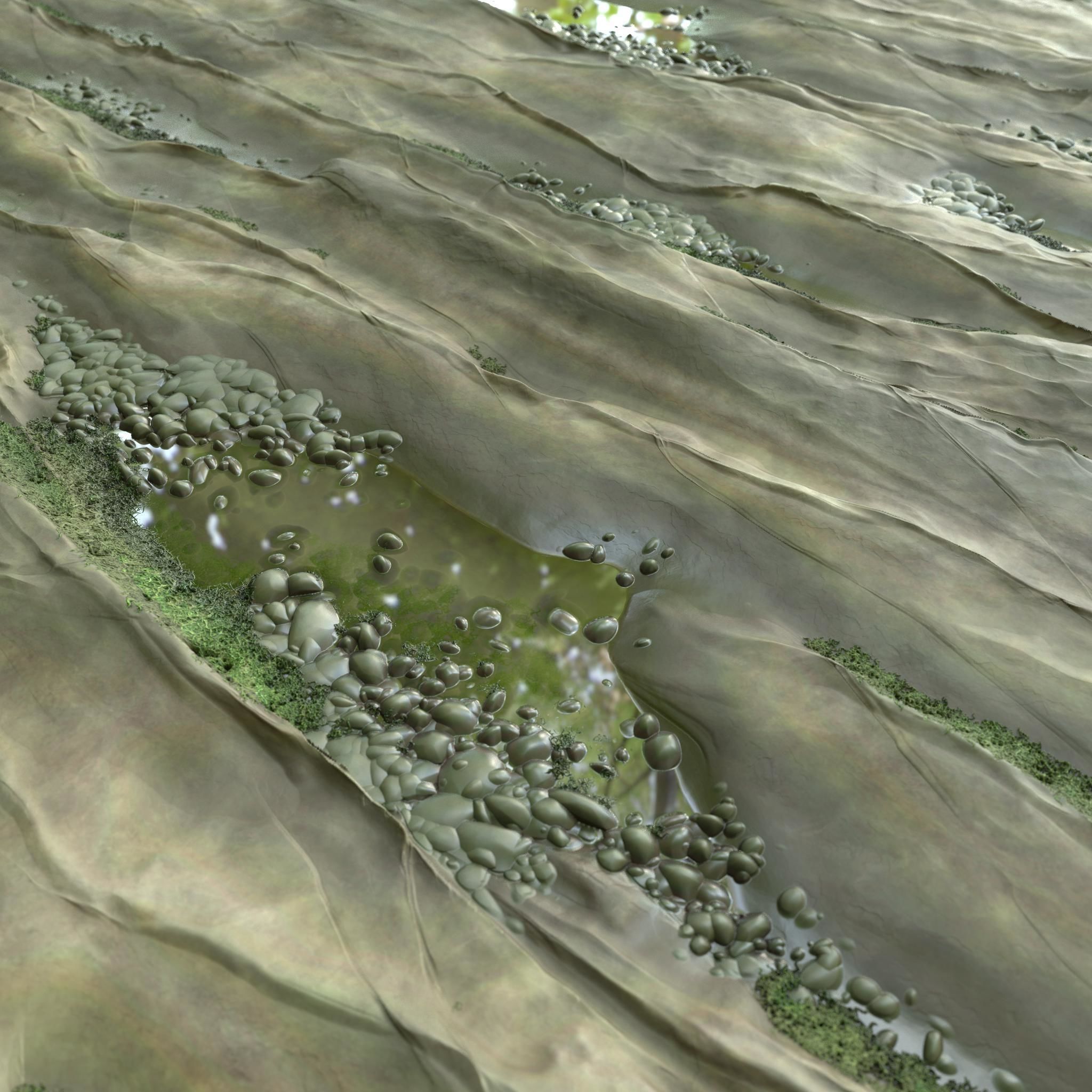 Wet Mossy Rock - SBSAR - PNG - 4K - Seamless - 2 Variations Texture_10