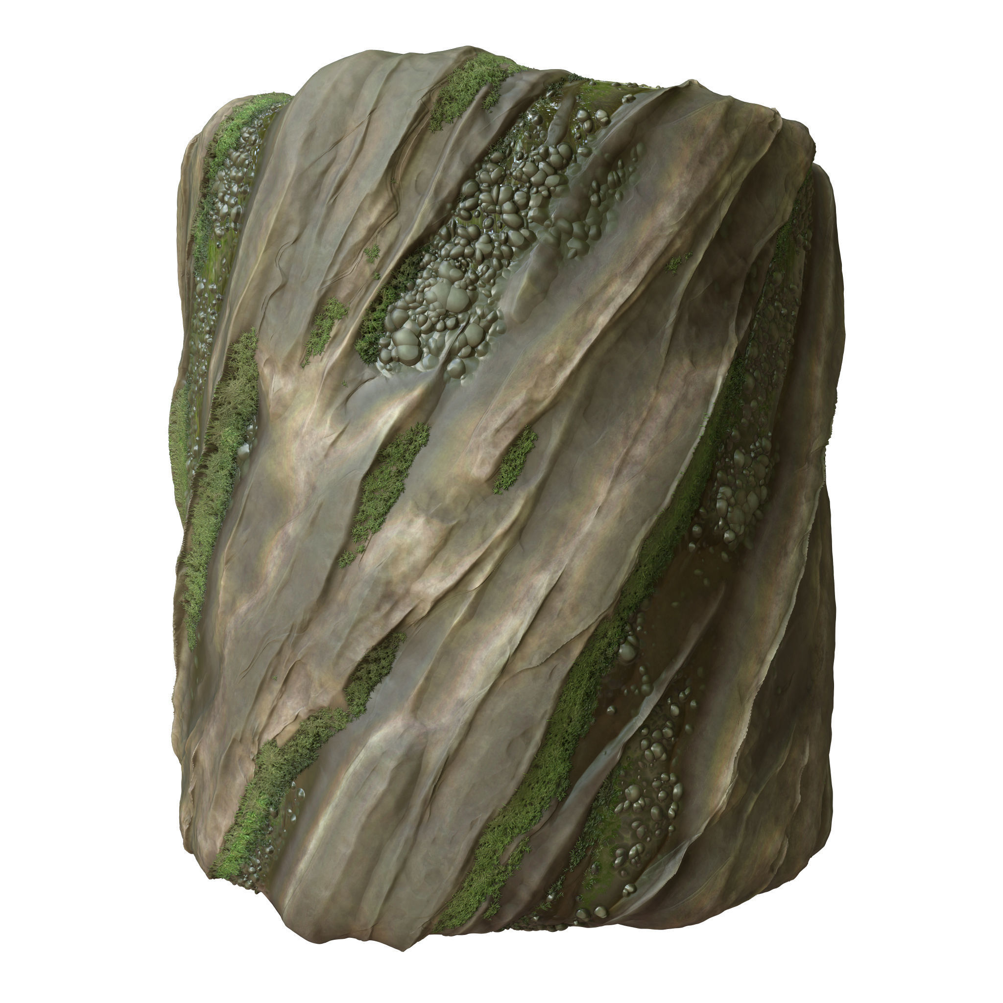 Wet Mossy Rock - SBSAR - PNG - 4K - Seamless - 2 Variations Texture_4