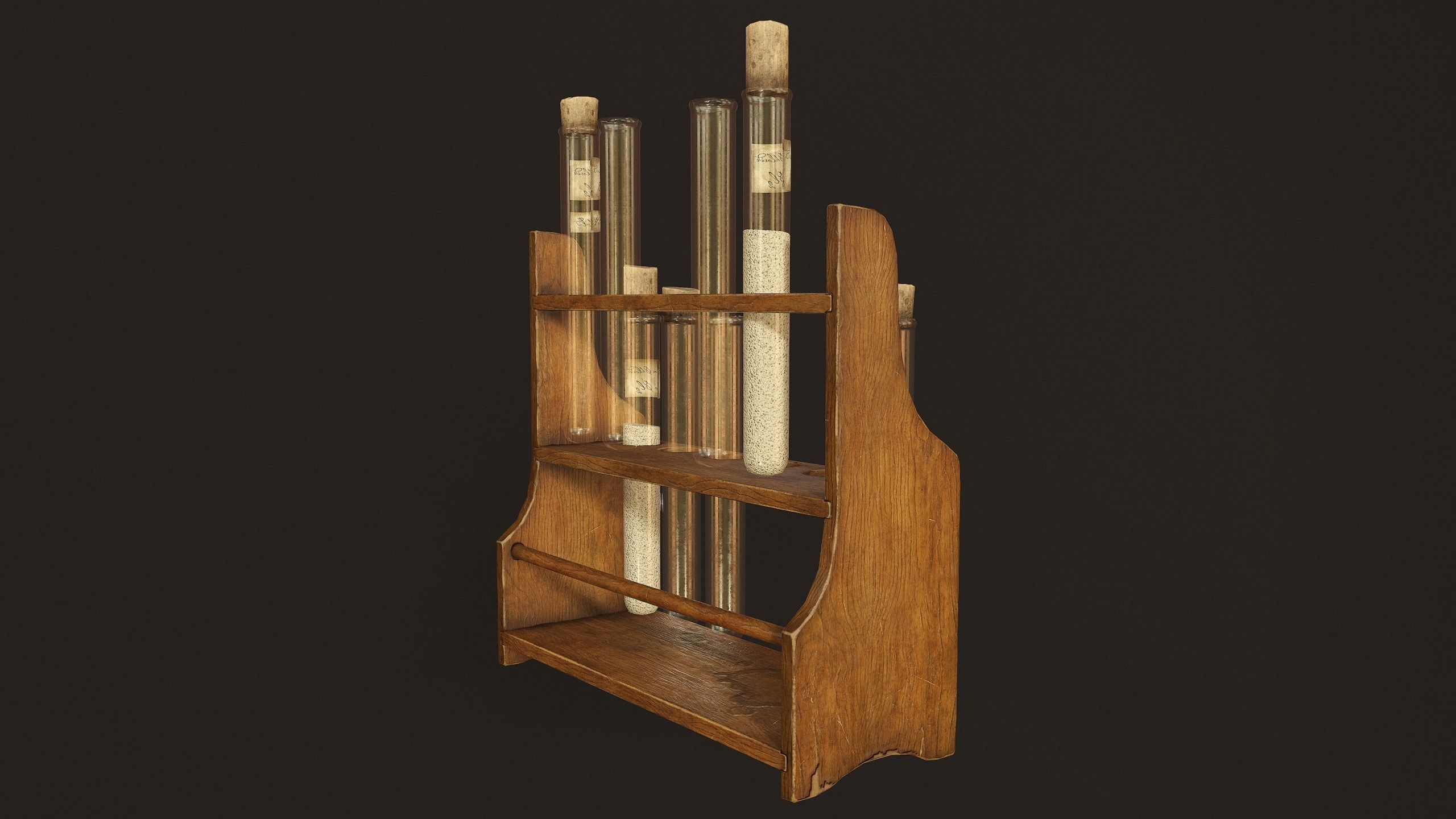 Test Tube Rack - PBR Game Ready Low-poly 3D model_3