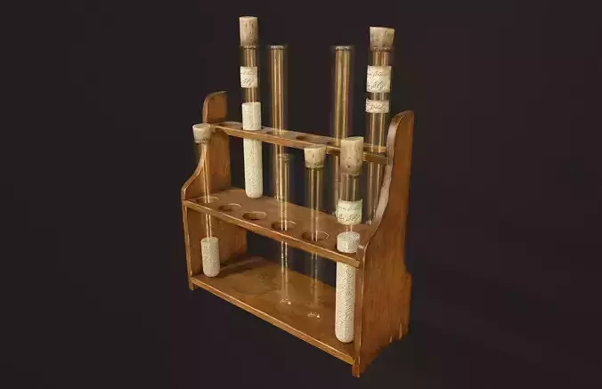 Test Tube Rack - PBR Game Ready Low-poly 3D model