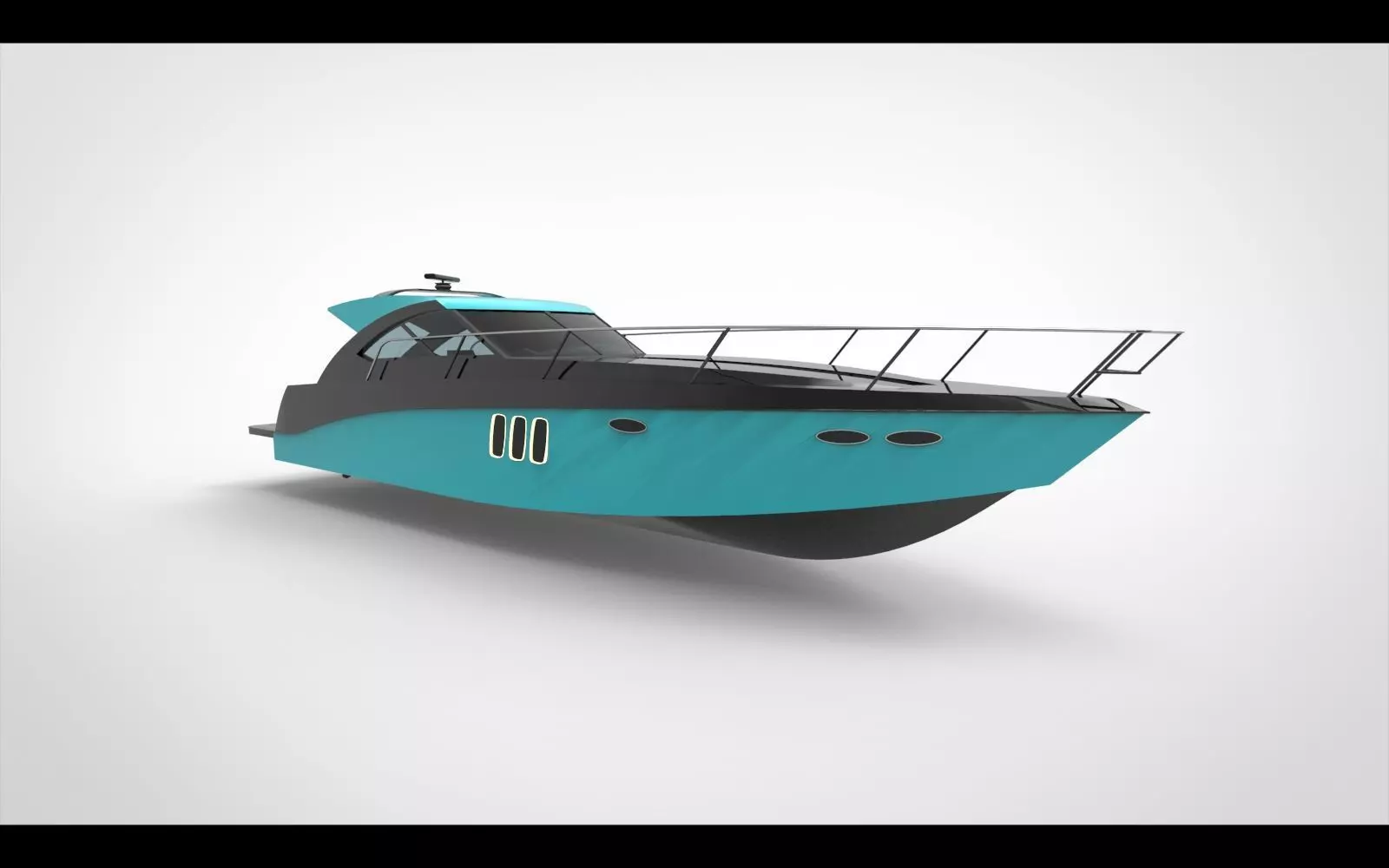 Minimalist yacht blue 3D model_0