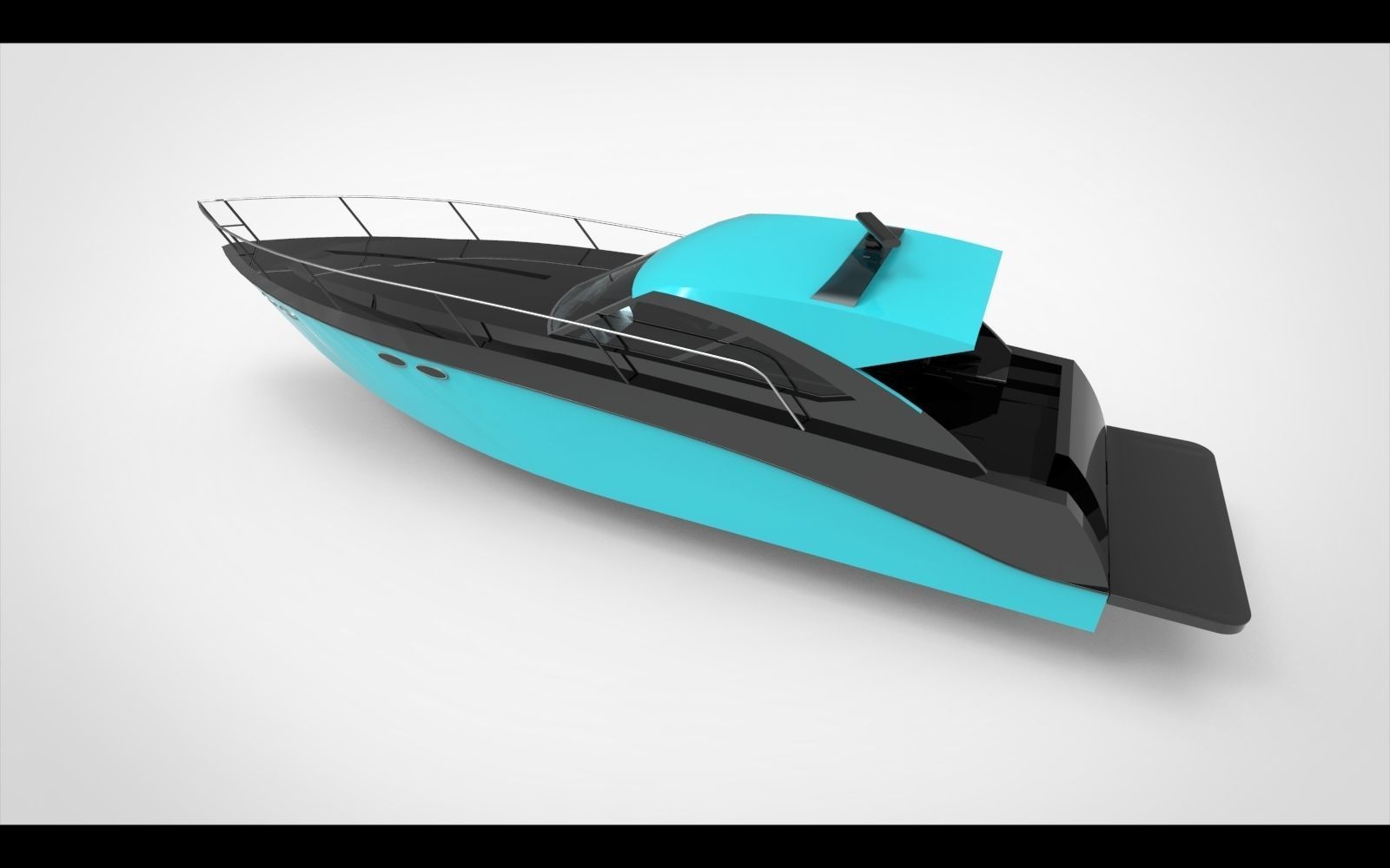 Minimalist yacht blue 3D model_5