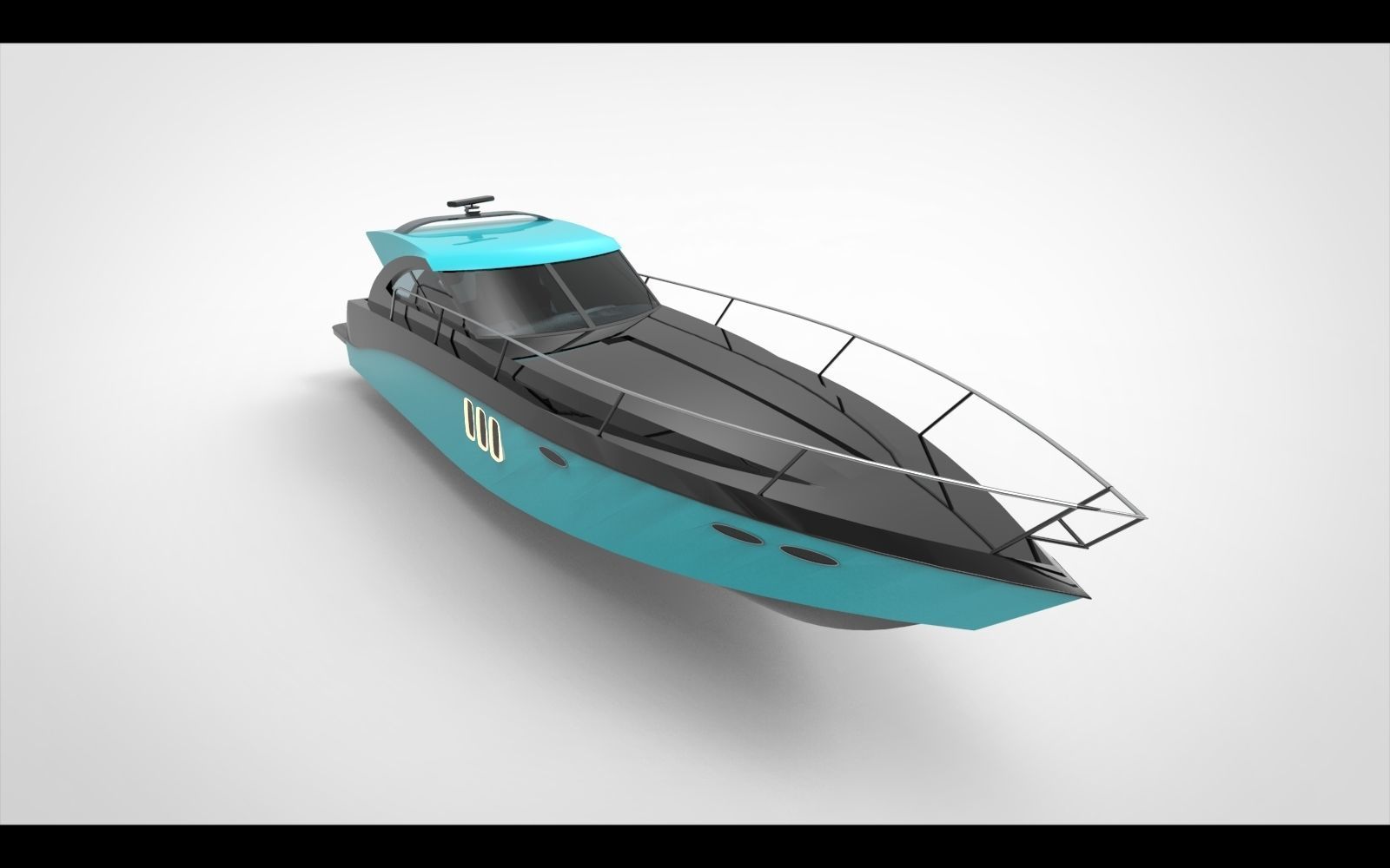 Minimalist yacht blue 3D model_1