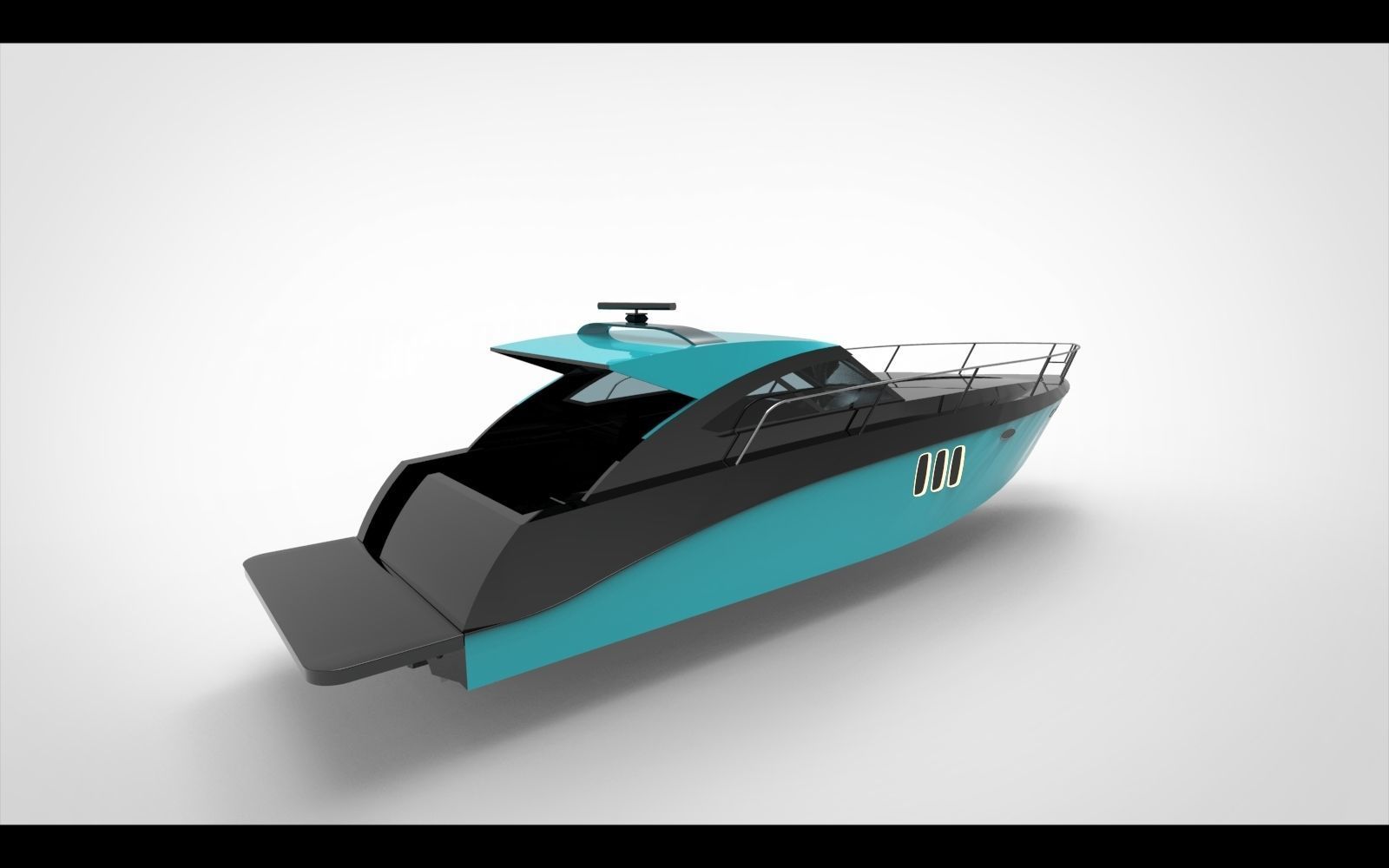 Minimalist yacht blue 3D model_2