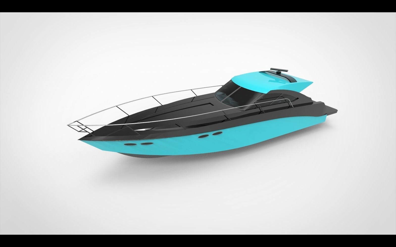 Minimalist yacht blue 3D model_8