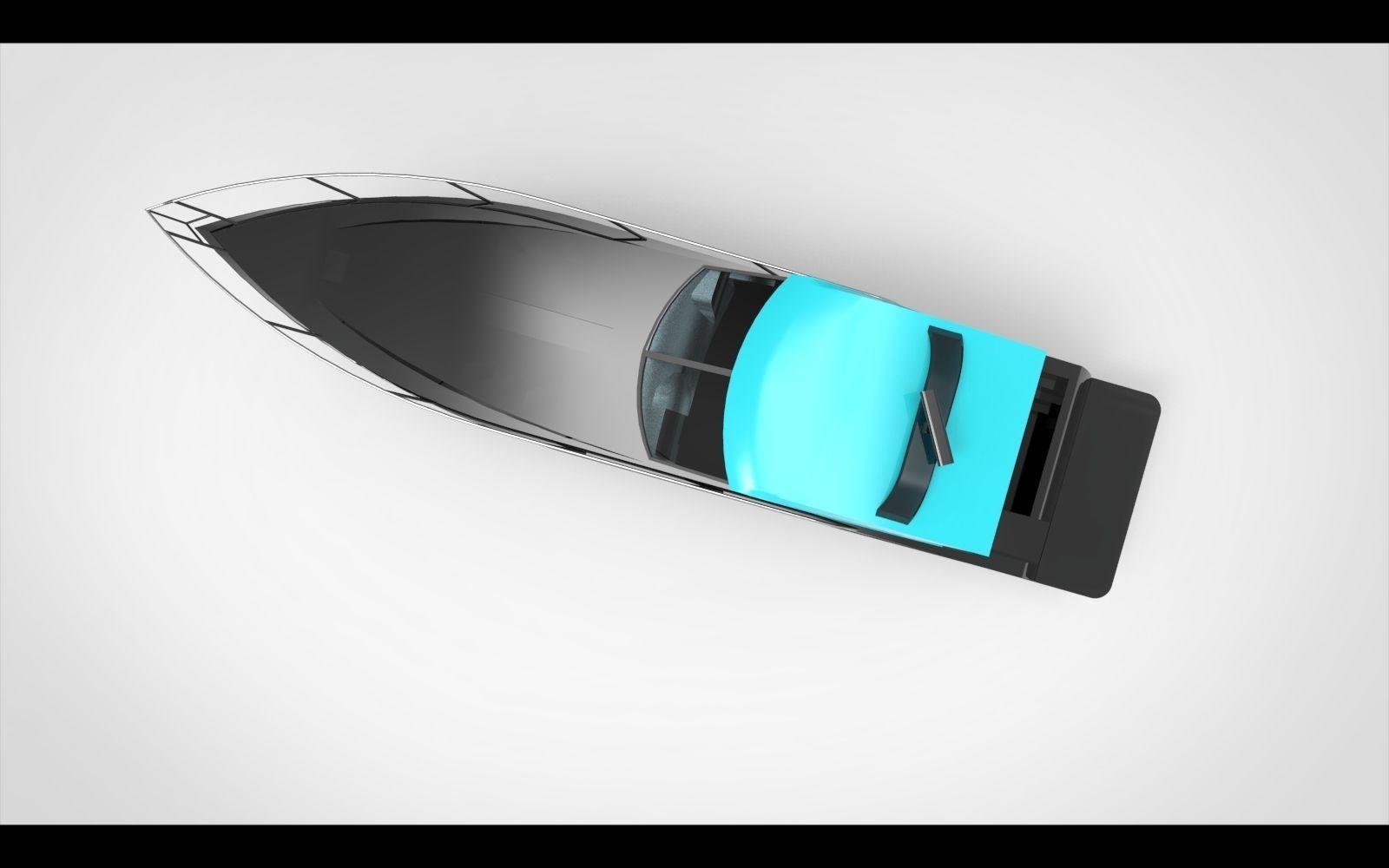 Minimalist yacht blue 3D model_3