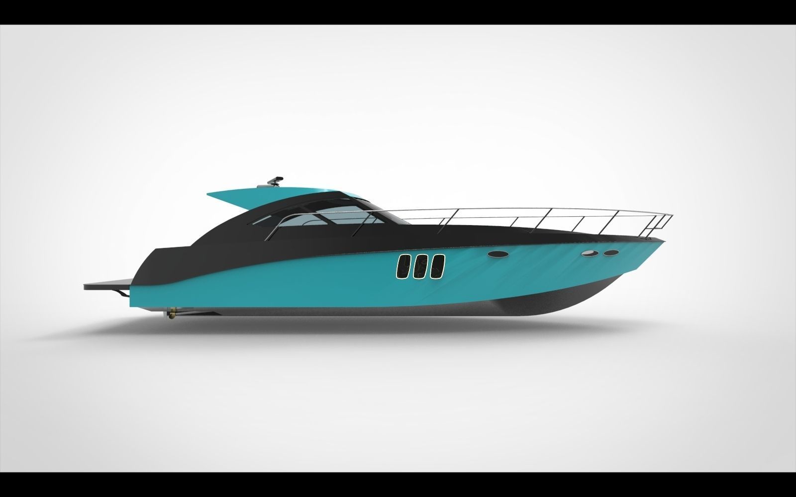 Minimalist yacht blue 3D model_7