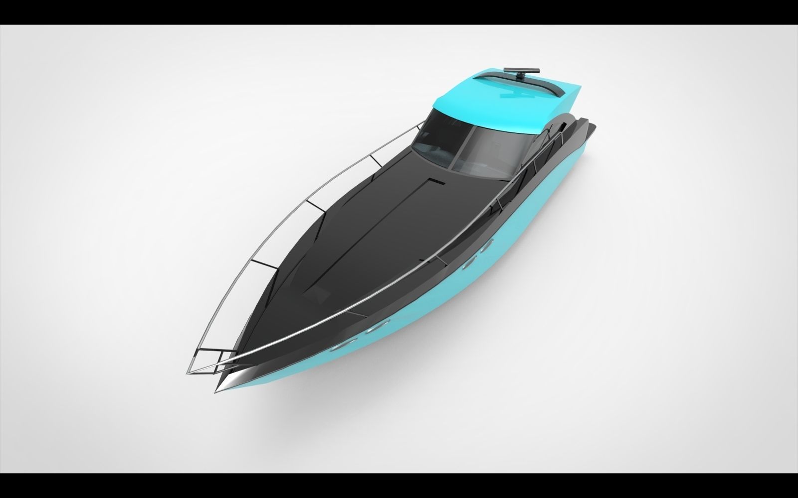 Minimalist yacht blue 3D model_4