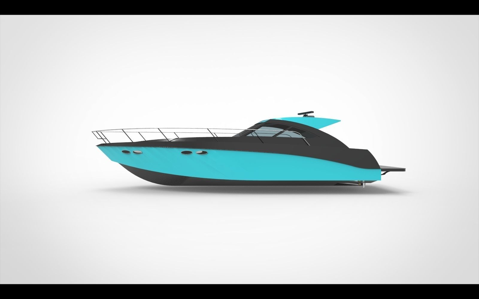 Minimalist yacht blue 3D model_6