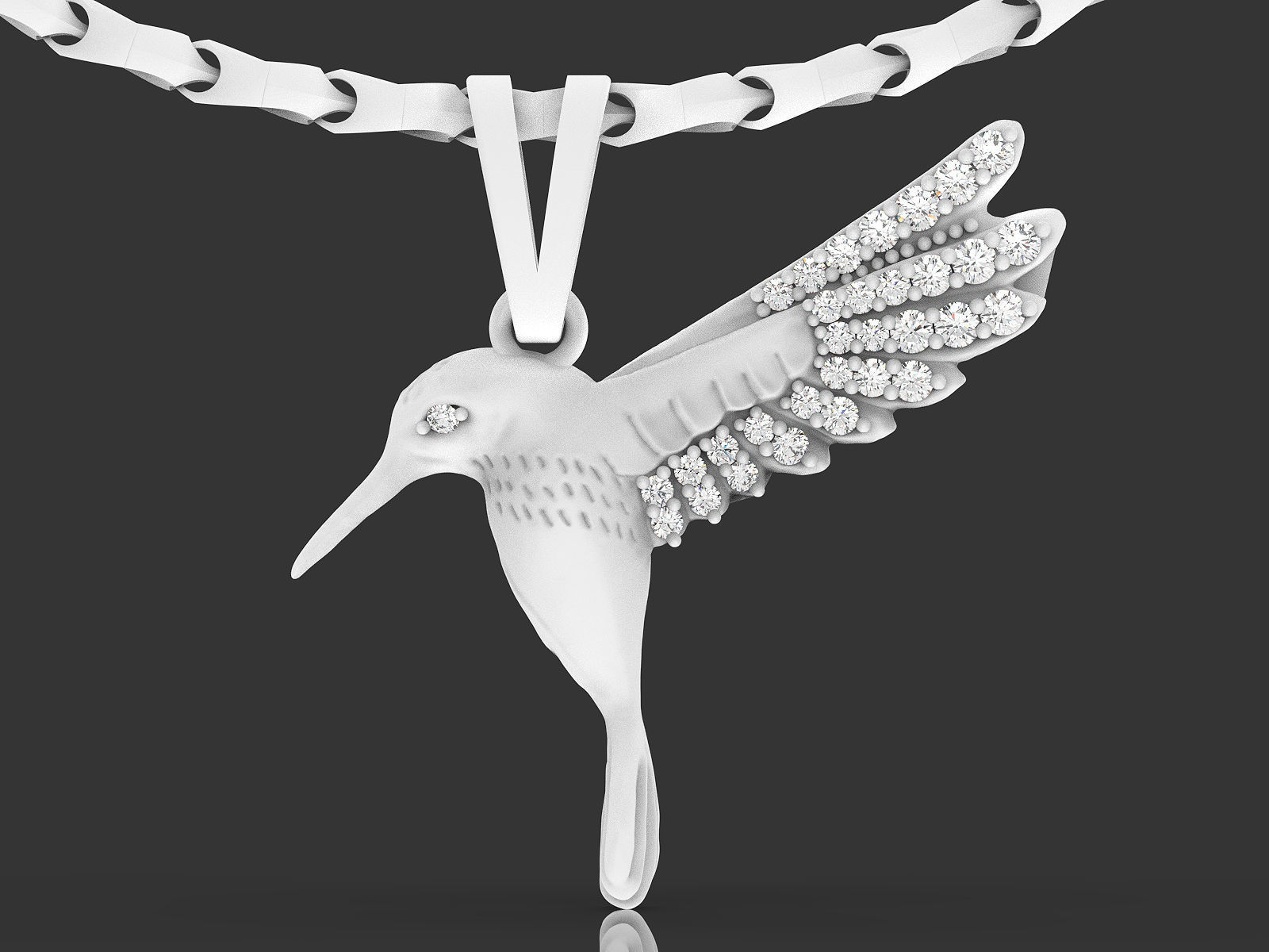 Hummingbird Gold Pendant Silver Gold  Print 3D print model_2