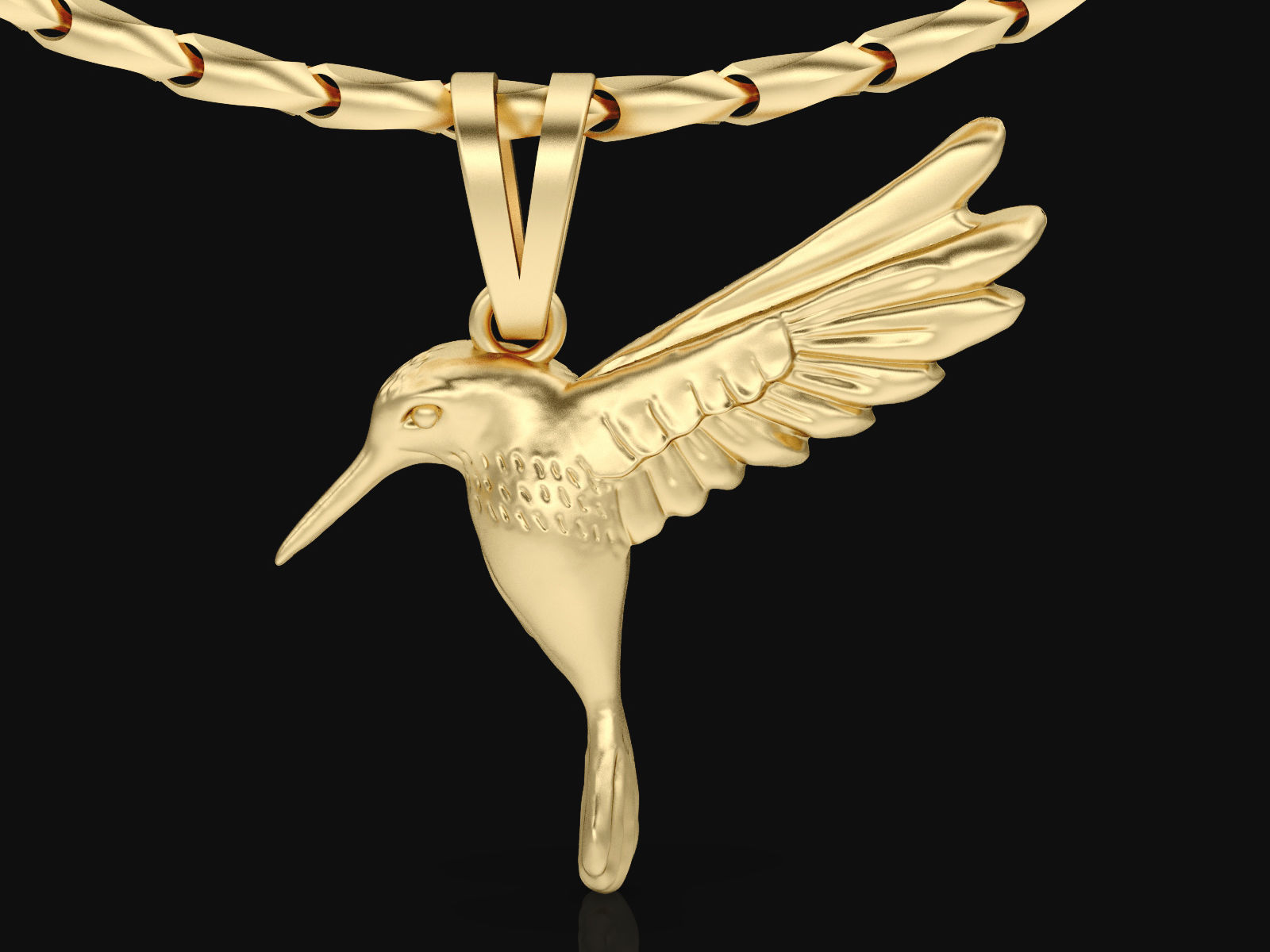 Hummingbird Gold Pendant Silver Gold  Print 3D print model_6
