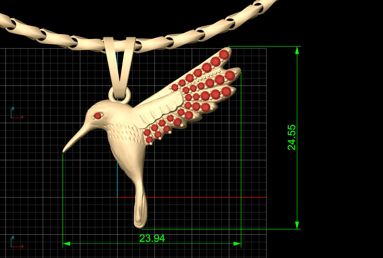 Hummingbird Gold Pendant Silver Gold  Print 3D print model_9