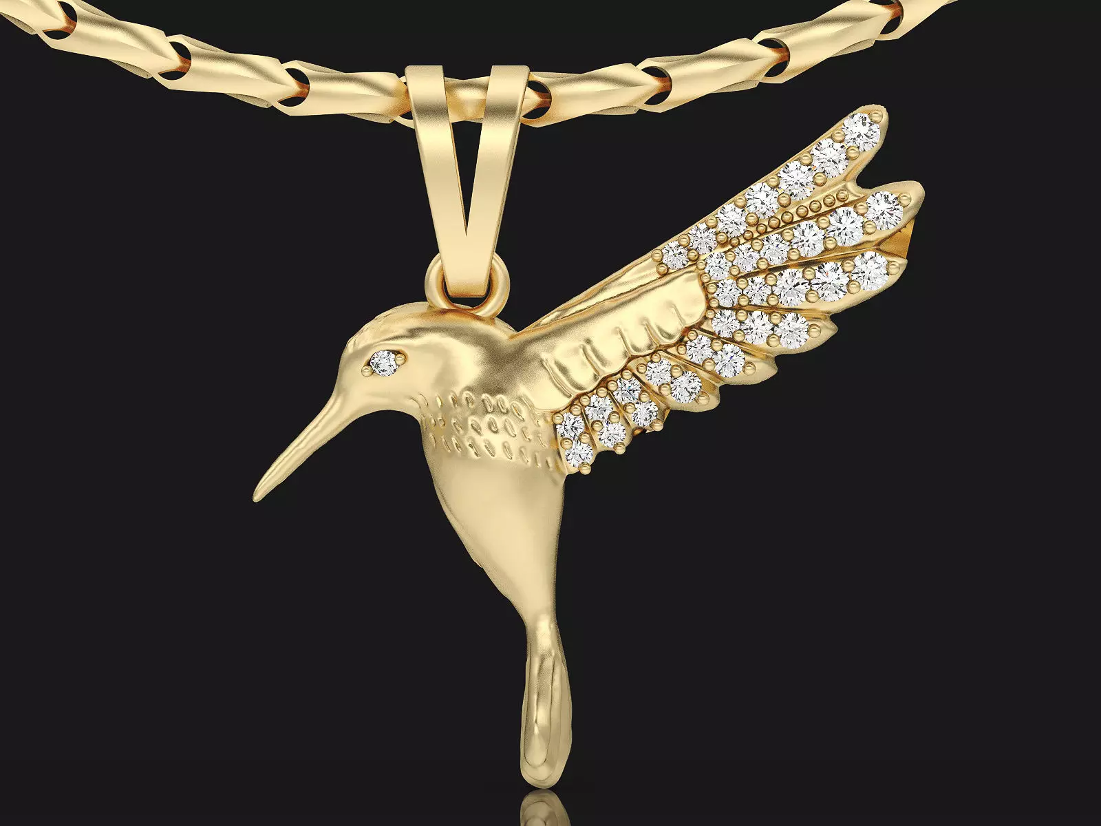 Hummingbird Gold Pendant Silver Gold  Print 3D print model_0