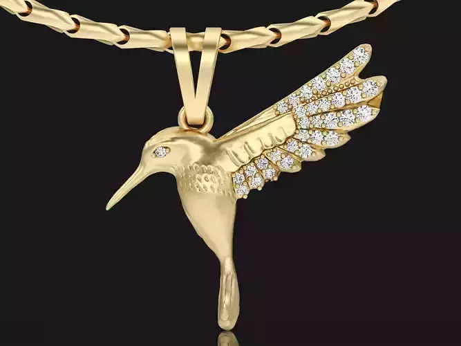 Hummingbird Gold Pendant Silver Gold  Print 3D print model