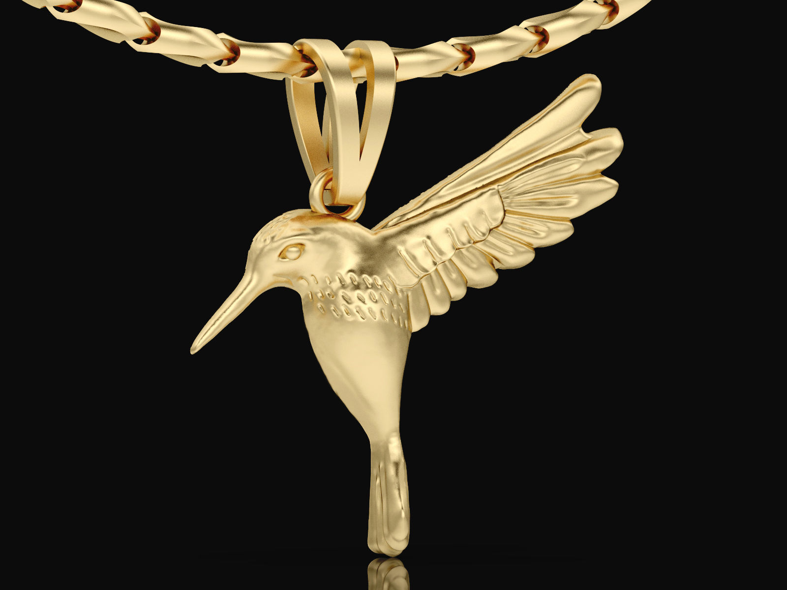 Hummingbird Gold Pendant Silver Gold  Print 3D print model_5