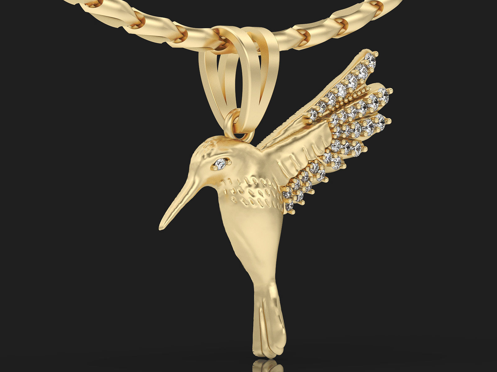 Hummingbird Gold Pendant Silver Gold  Print 3D print model_4