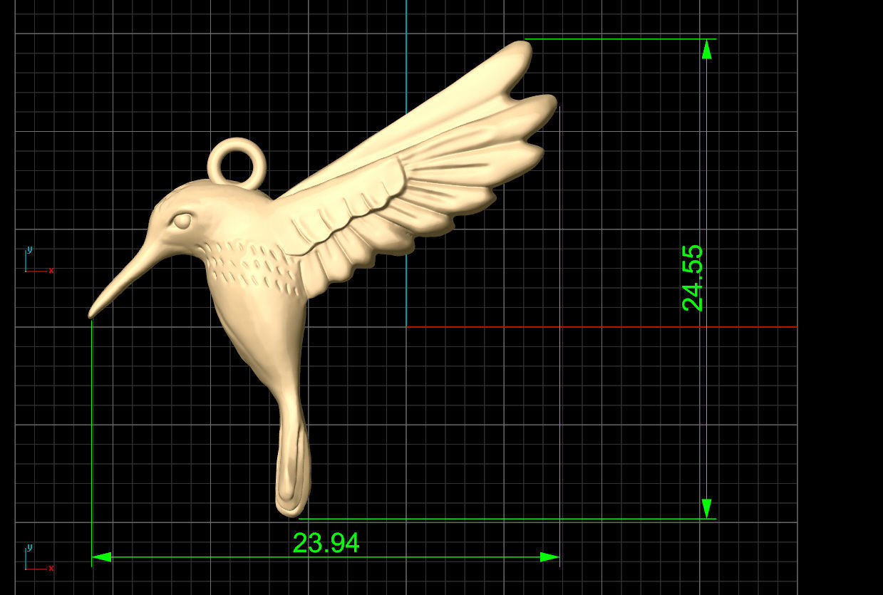 Hummingbird Gold Pendant Silver Gold  Print 3D print model_8