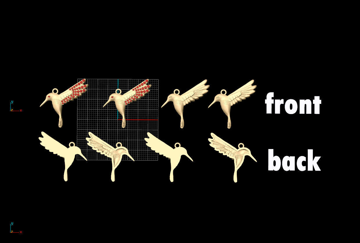 Hummingbird Gold Pendant Silver Gold  Print 3D print model_14