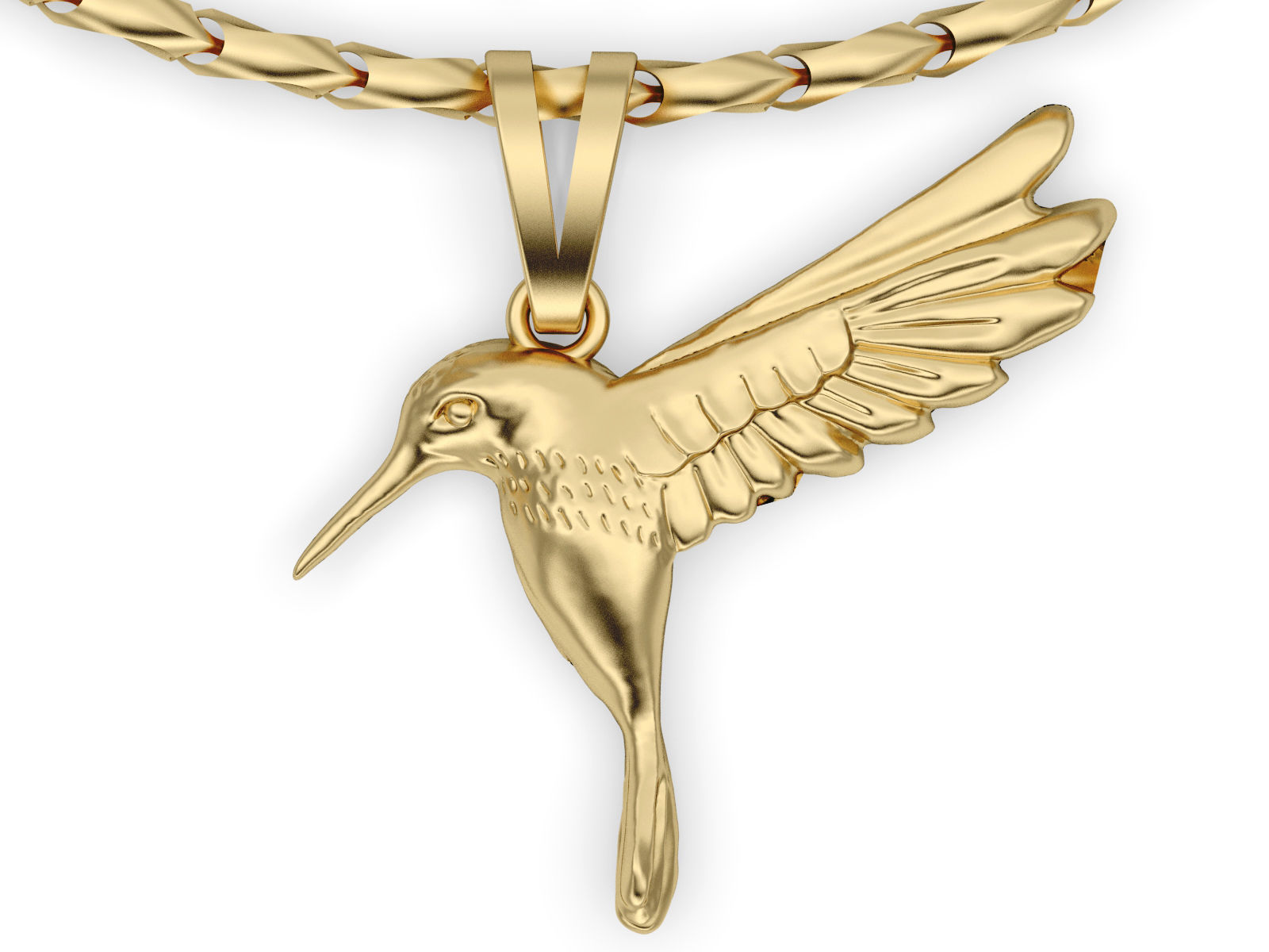 Hummingbird Gold Pendant Silver Gold  Print 3D print model_1