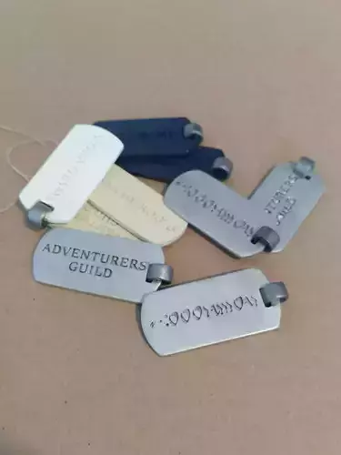 Goblin Slayer dog tag - porcelain obsidian silver proxy 3D print model