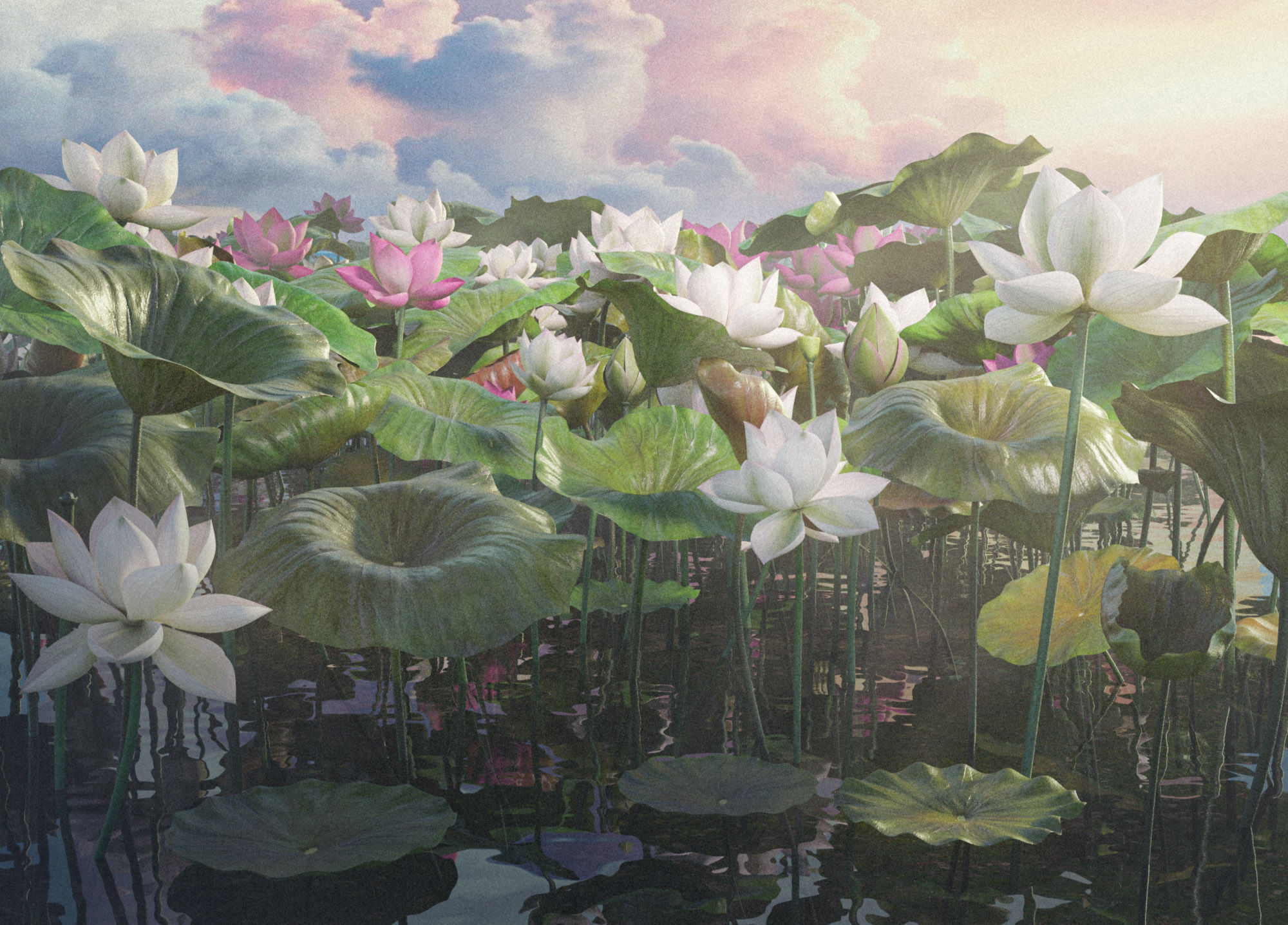 Realistic Lotus Art Low-poly 3D model_0