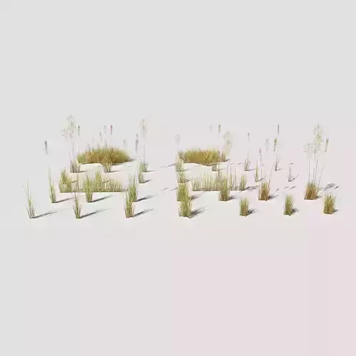 Low Poly Bent Grass Dry Pack Low-poly 3D model