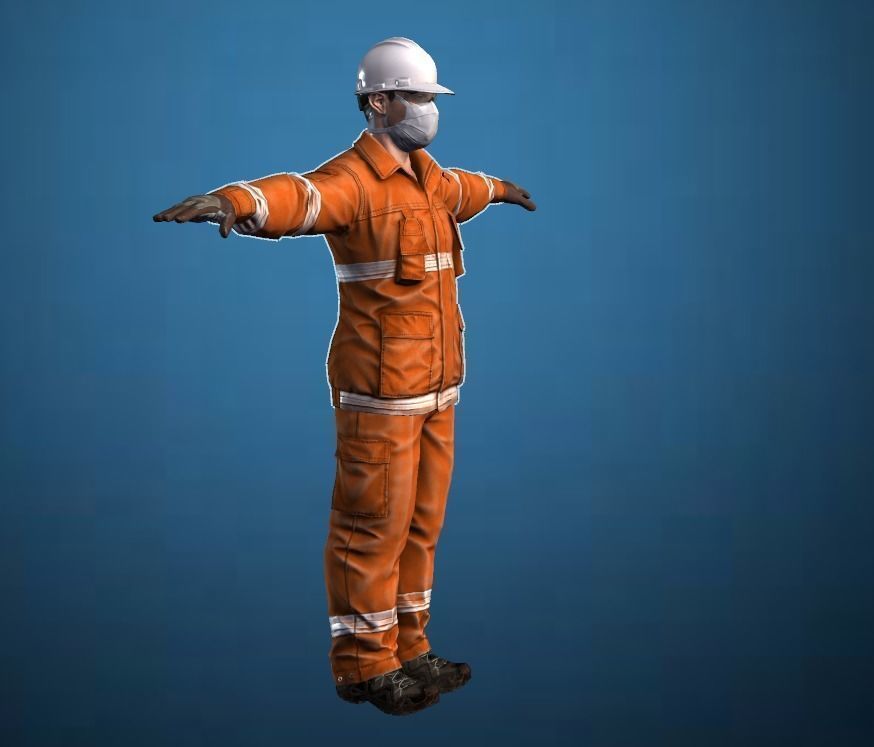 Worker Male Realistic rigged Animated Low-poly 3D model_34
