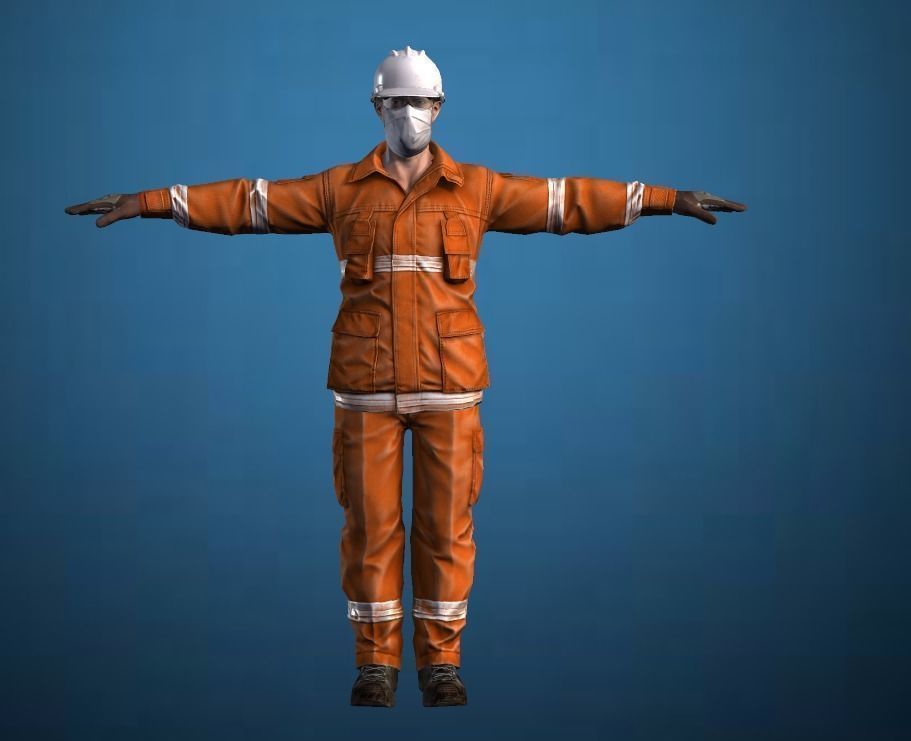 Worker Male Realistic rigged Animated Low-poly 3D model_24