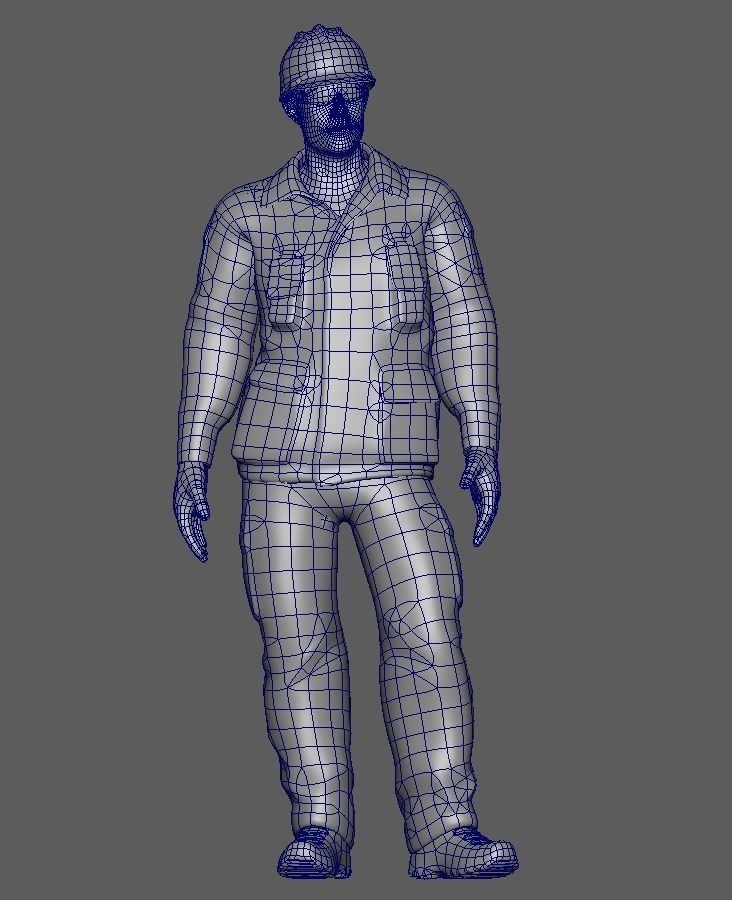 Worker Male Realistic rigged Animated Low-poly 3D model_60