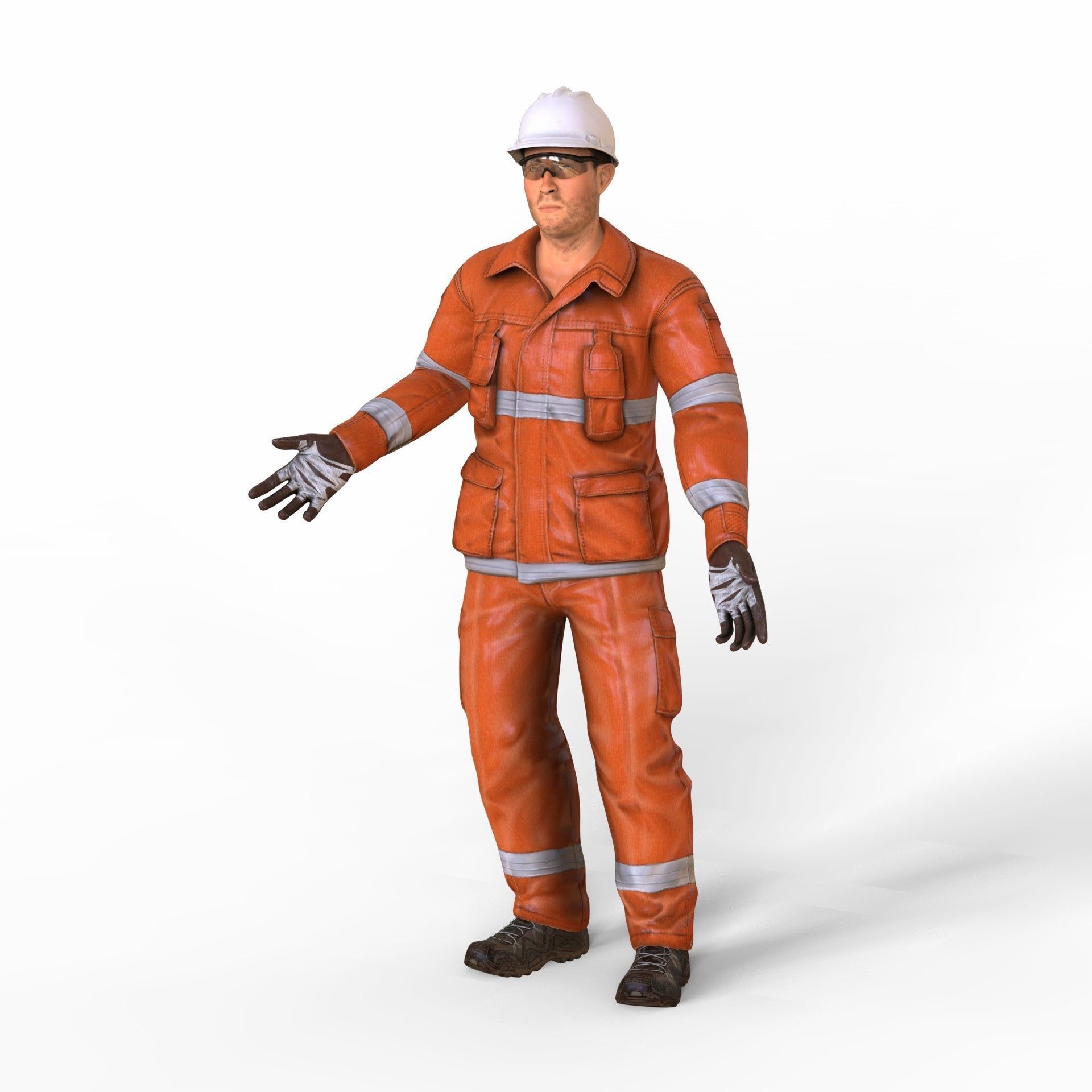 Worker Male Realistic rigged Animated Low-poly 3D model_28