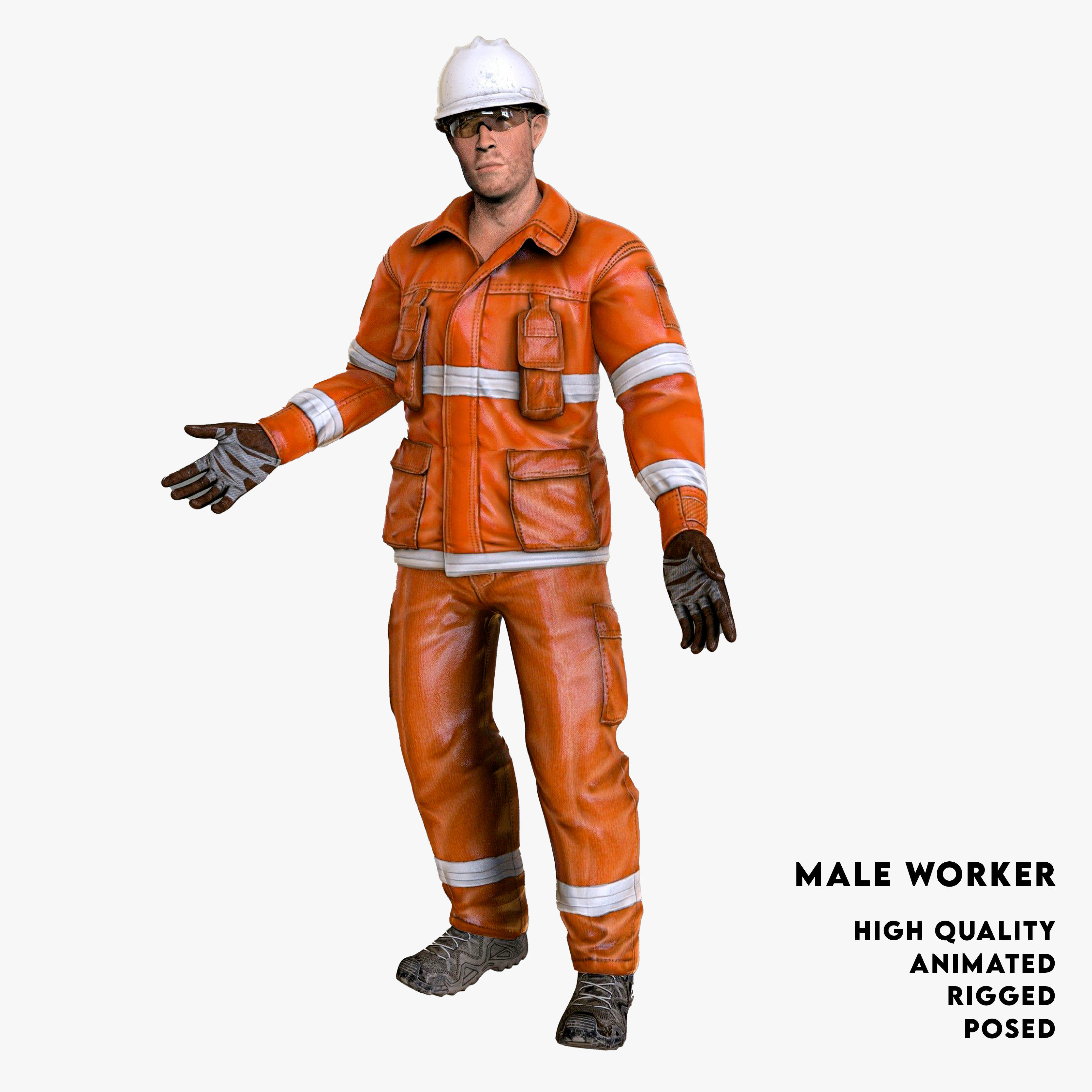Worker Male Realistic rigged Animated Low-poly 3D model_32
