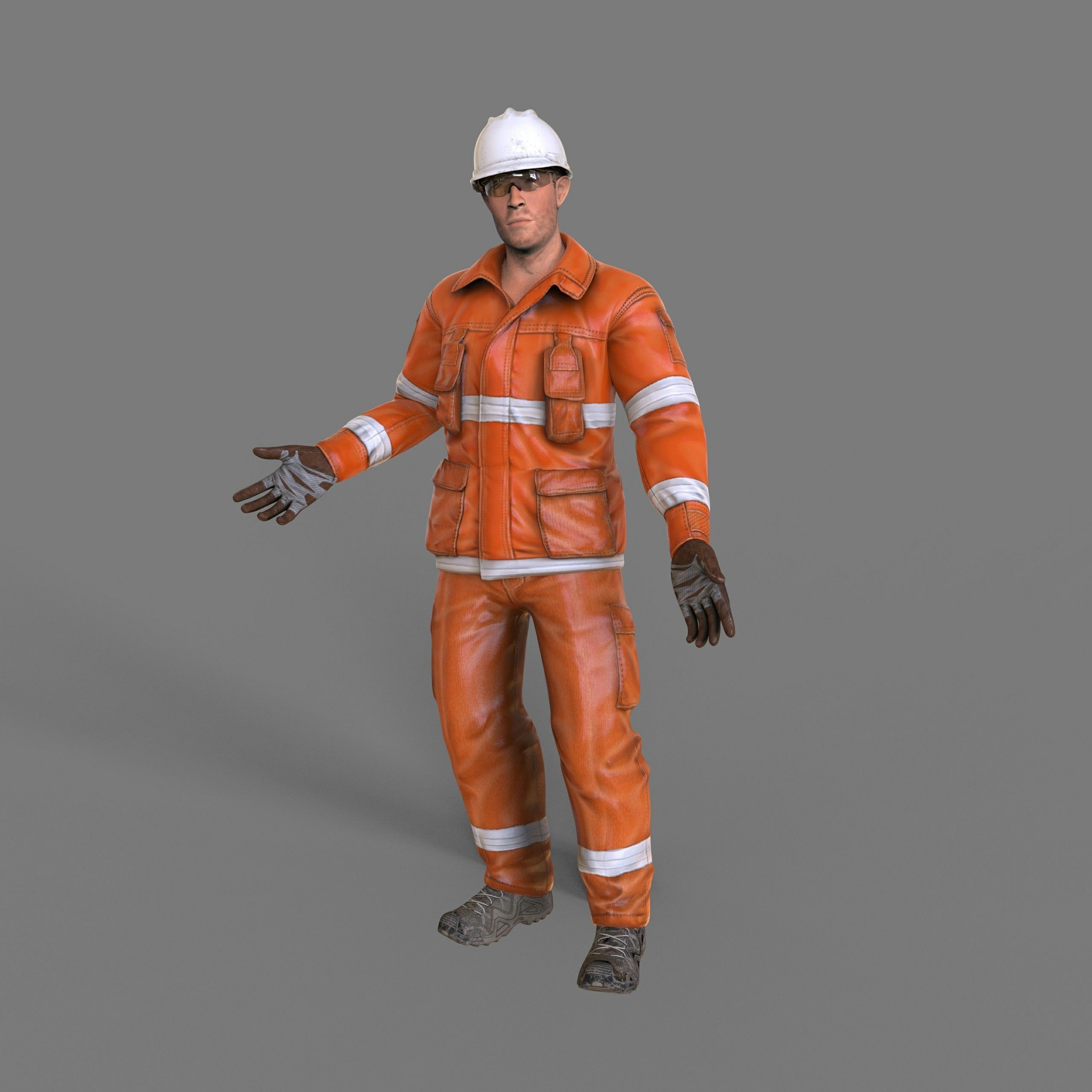 Worker Male Realistic rigged Animated Low-poly 3D model_23