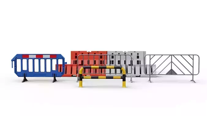 Traffic Fence 3D model Pack Low-poly 3D model