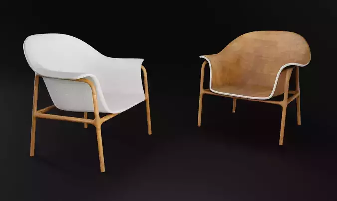 silla poltrona en madera Low-poly 3D model