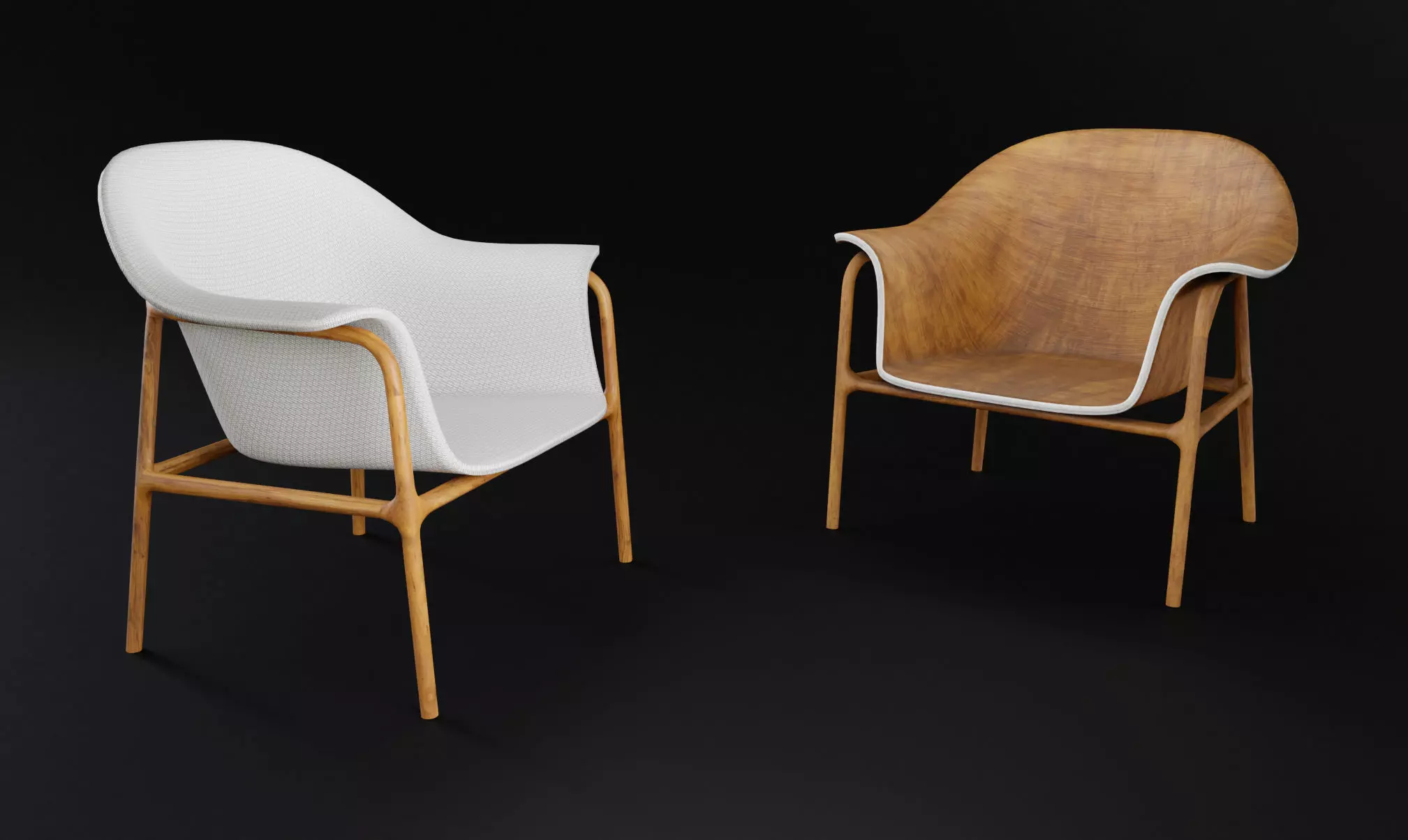 silla poltrona en madera Low-poly 3D model_0