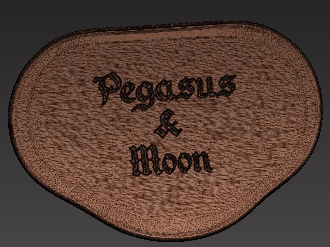 Pegasus silver badge with winged horse Low-poly 3D model_8